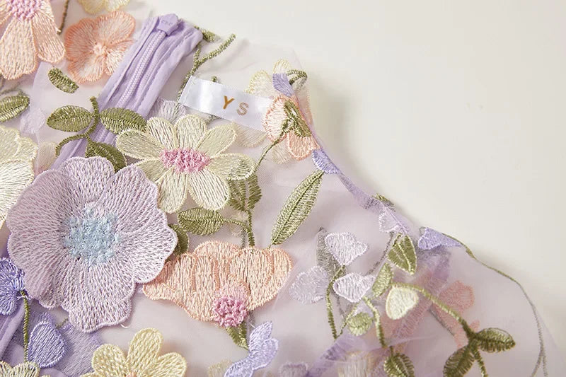 Lisa - Abito lungo trasparente ricamato