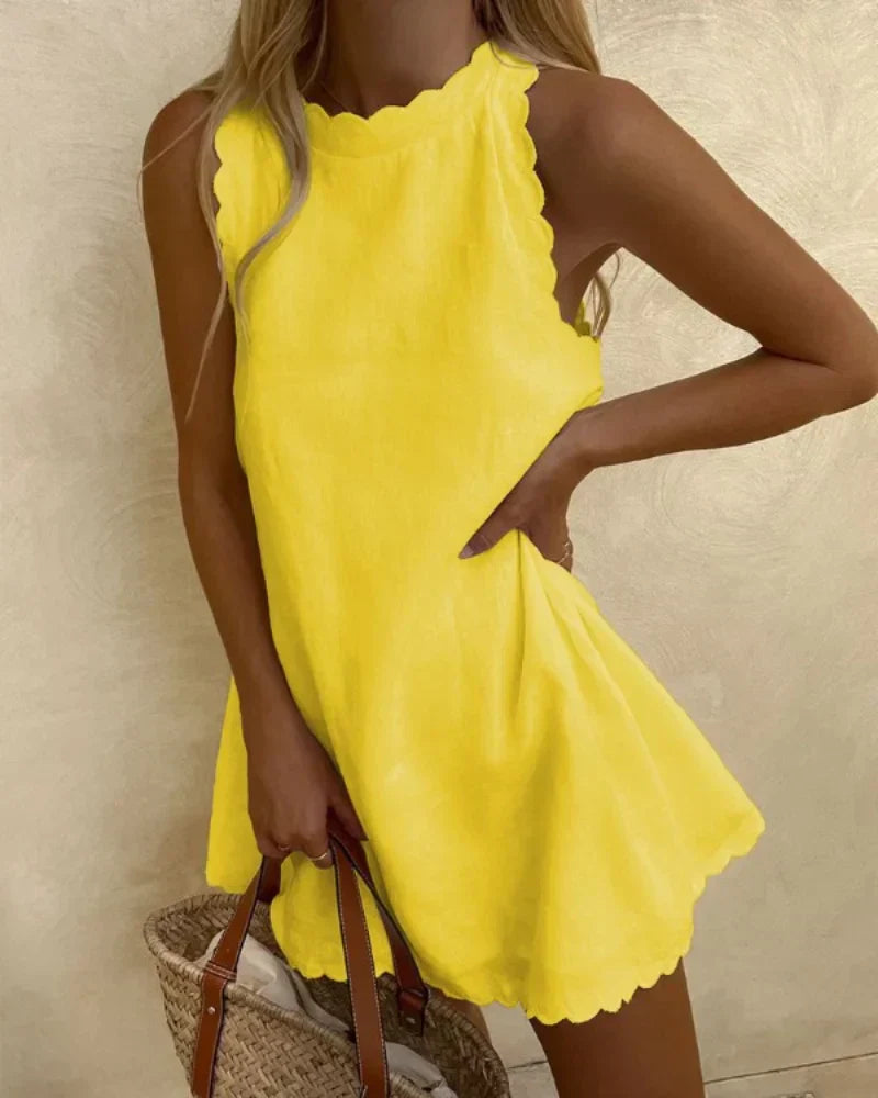 Ella - Vestido Mini Radiante con Dobladillo Ondulado (Disponible en Tallas Grandes)