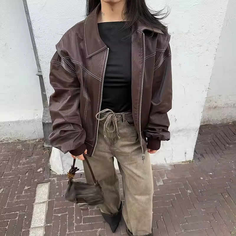 Amari - Chaqueta de cuero oversize