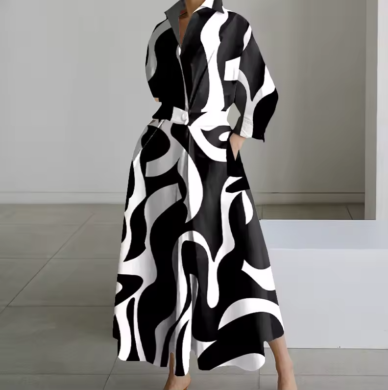 Estelle - Vestito Camicia con Colletto, Bottoni Frontali e Vita Arricciata