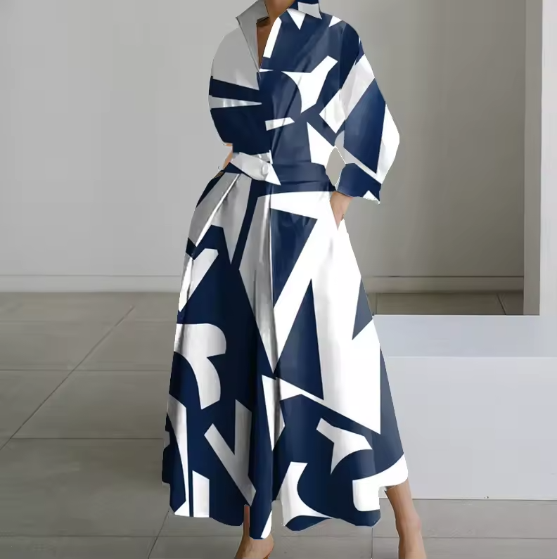 Estelle - Vestito Camicia con Colletto, Bottoni Frontali e Vita Arricciata