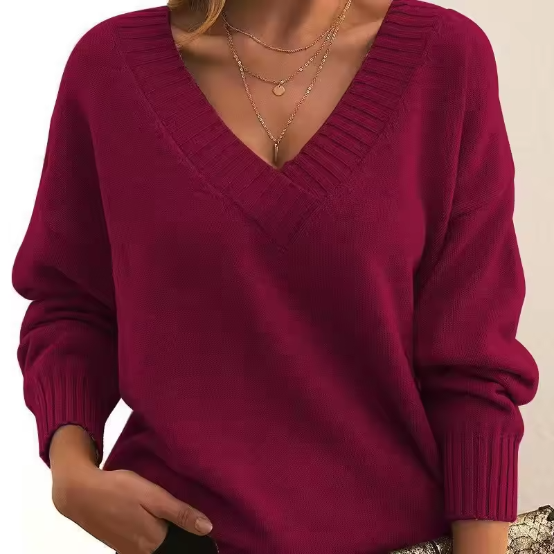 Skye - Maglione Chic a V in Maglia