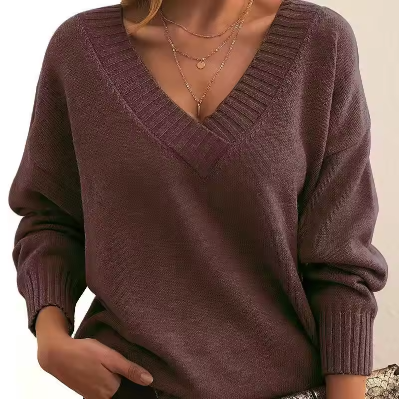 Skye - Maglione Chic a V in Maglia