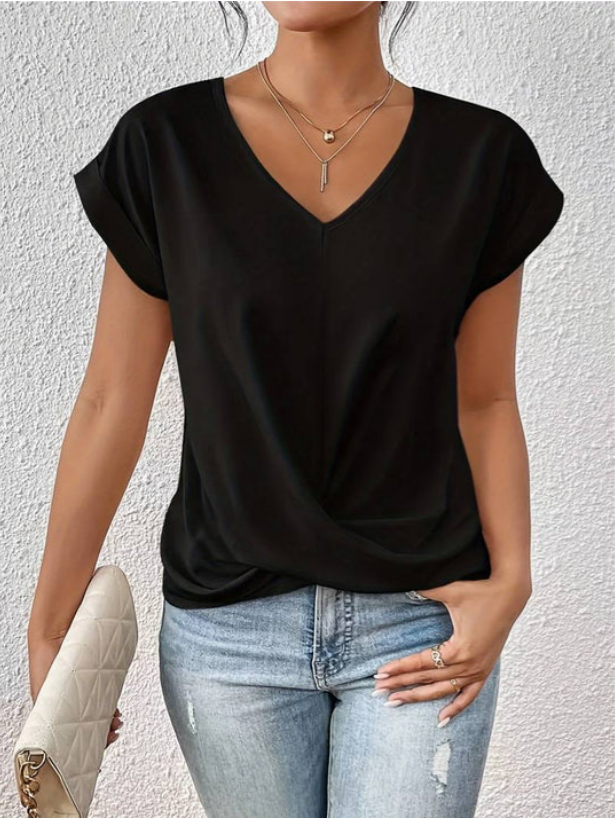 Alana - Camicia con scollo a V drappeggiato