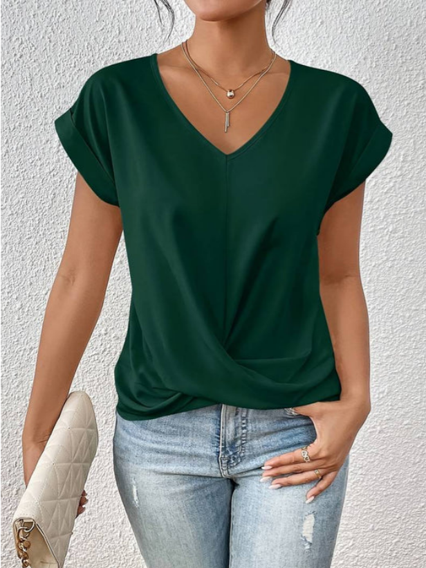 Alana - Camicia con scollo a V drappeggiato