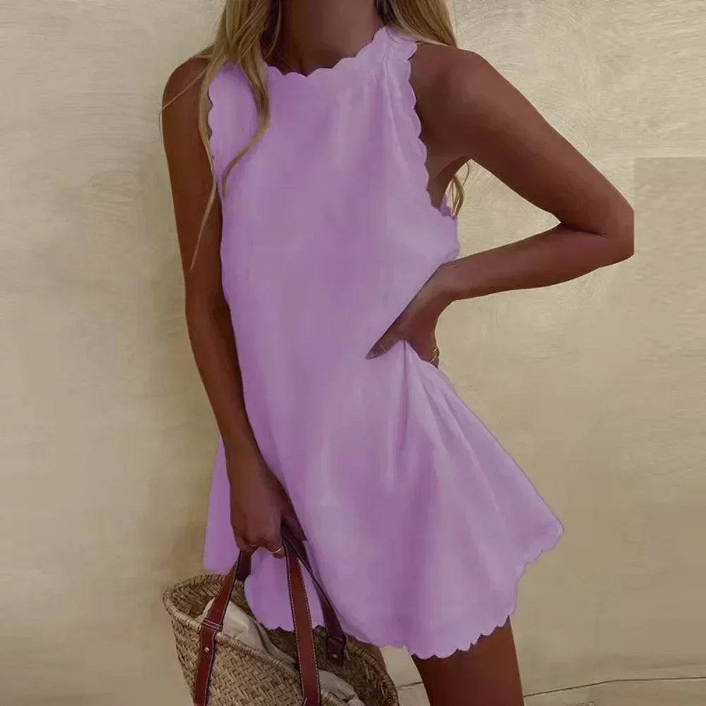 Ella - Vestido Mini Radiante con Dobladillo Ondulado (Disponible en Tallas Grandes)
