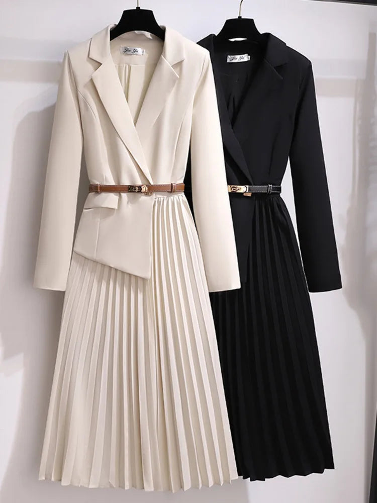 Rory - Abito blazer plissettato con cintura