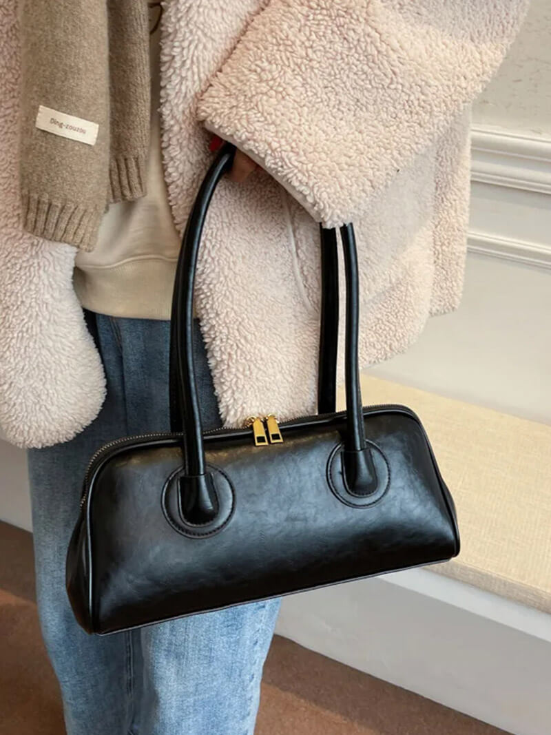 Lila - Bolso de hombro de cuero sintético con encanto vintage
