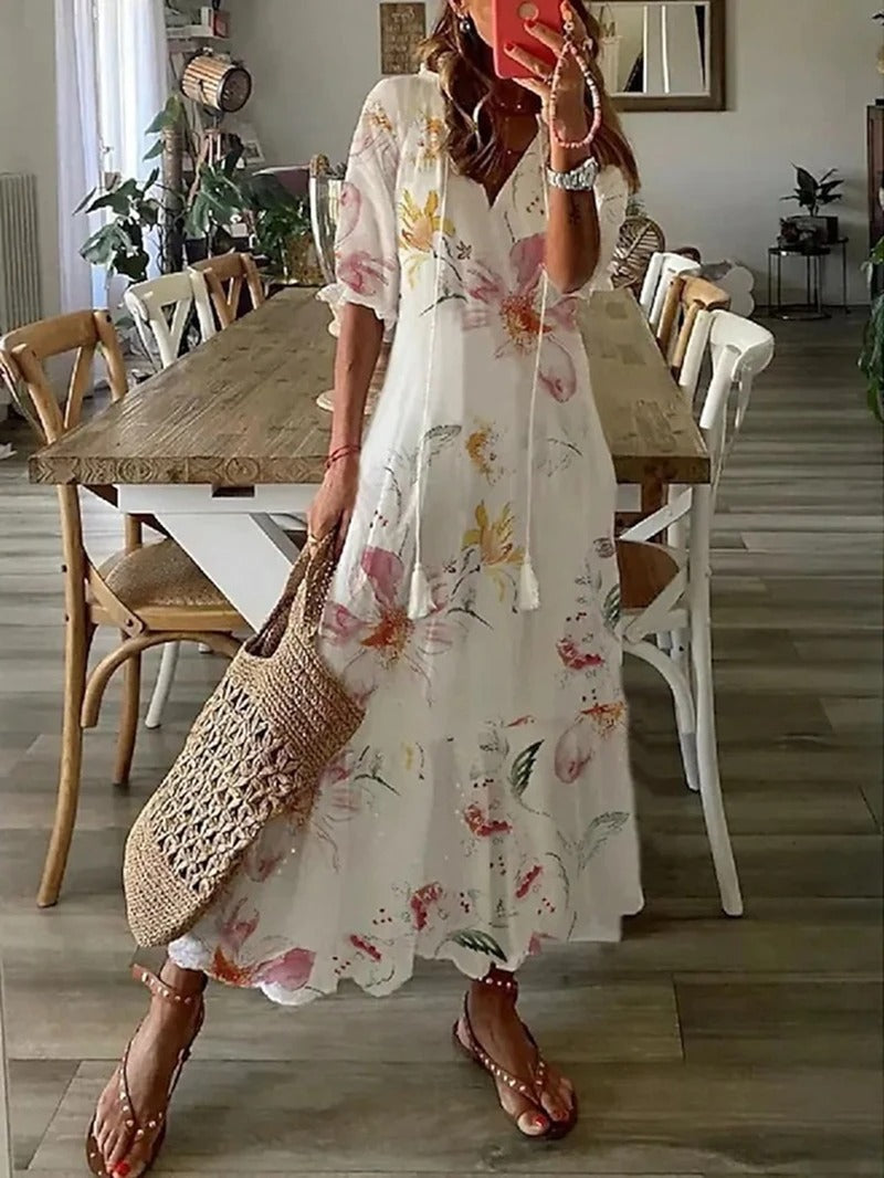 Matilda - Abito Maxi Boho con Scollo a V
