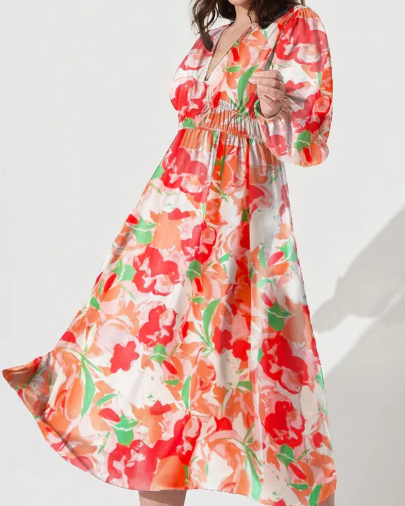 Taylor - Vestido largo elegante con estampado floral