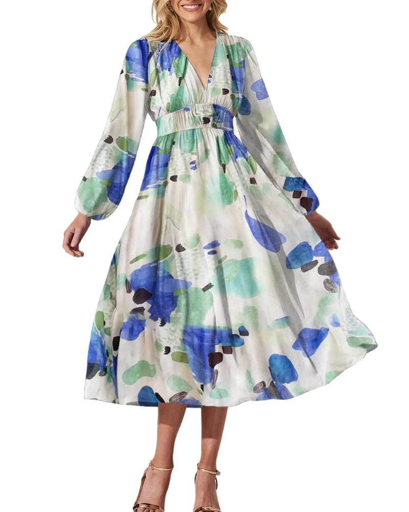 Taylor - Vestido largo elegante con estampado floral