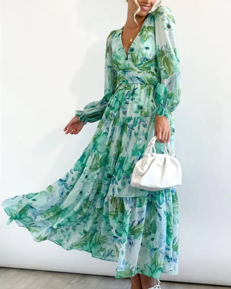 Taylor - Vestido largo elegante con estampado floral