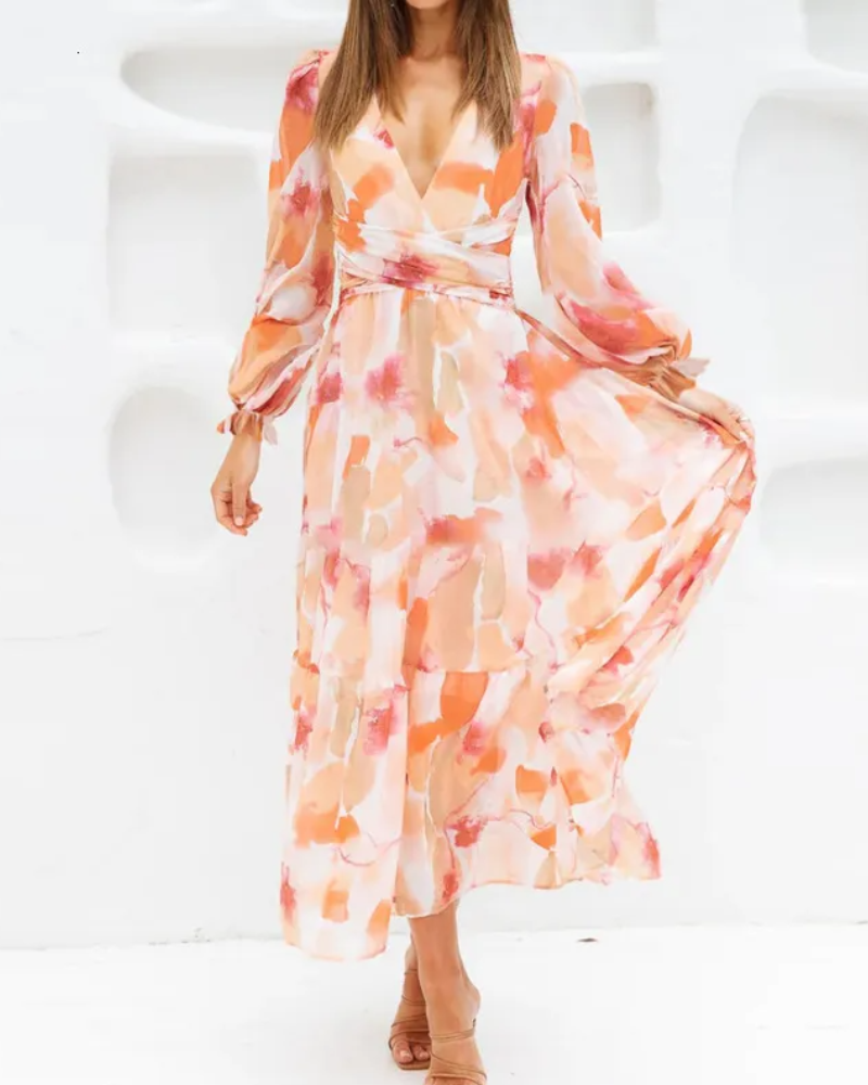 Taylor - Vestido largo elegante con estampado floral