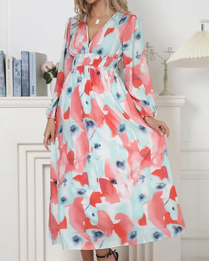 Taylor - Vestido largo elegante con estampado floral