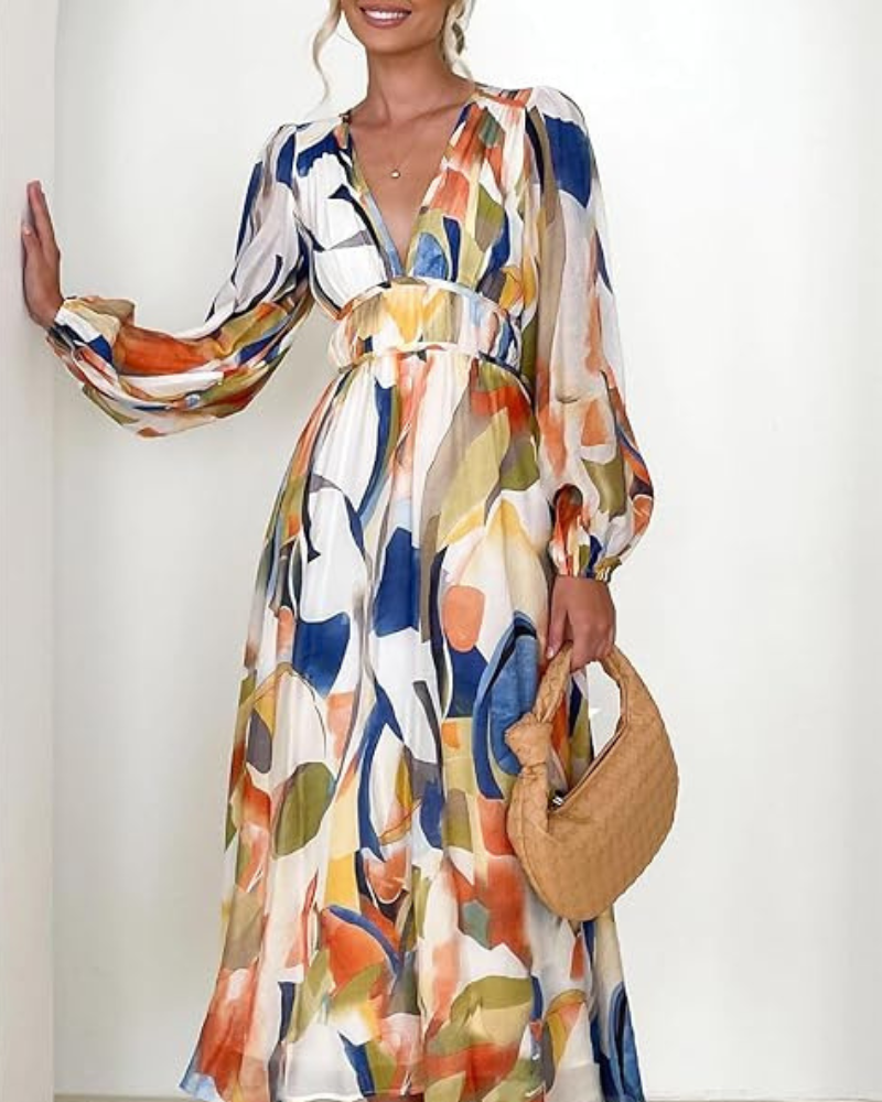 Taylor - Vestido largo elegante con estampado floral