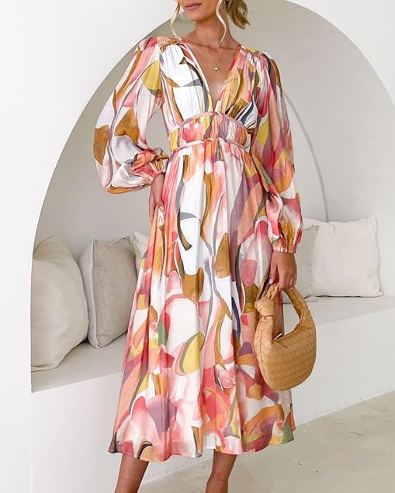 Taylor - Vestido largo elegante con estampado floral