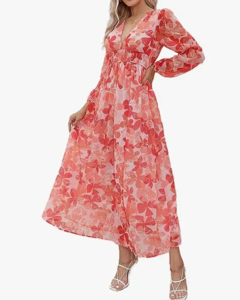 Taylor - Vestido largo elegante con estampado floral
