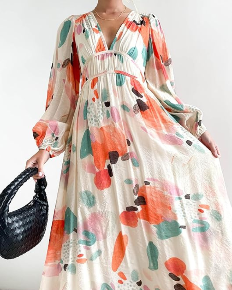 Taylor - Vestido largo elegante con estampado floral