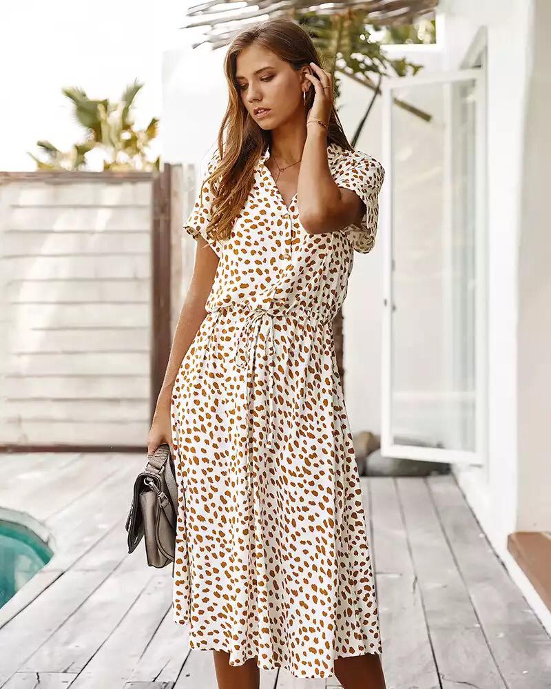 Hazel - Elegante abito midi con stampa leopardata