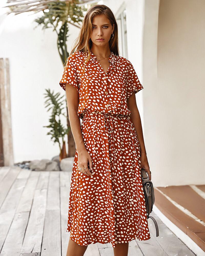 Hazel - Elegante abito midi con stampa leopardata
