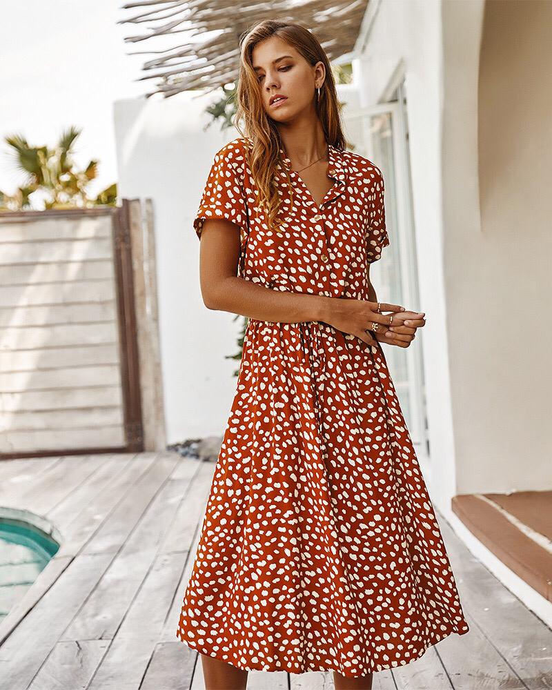 Hazel - Elegante abito midi con stampa leopardata