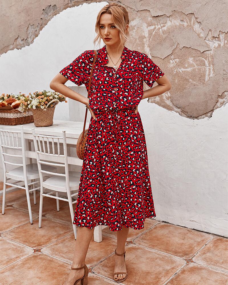 Hazel - Elegante abito midi con stampa leopardata