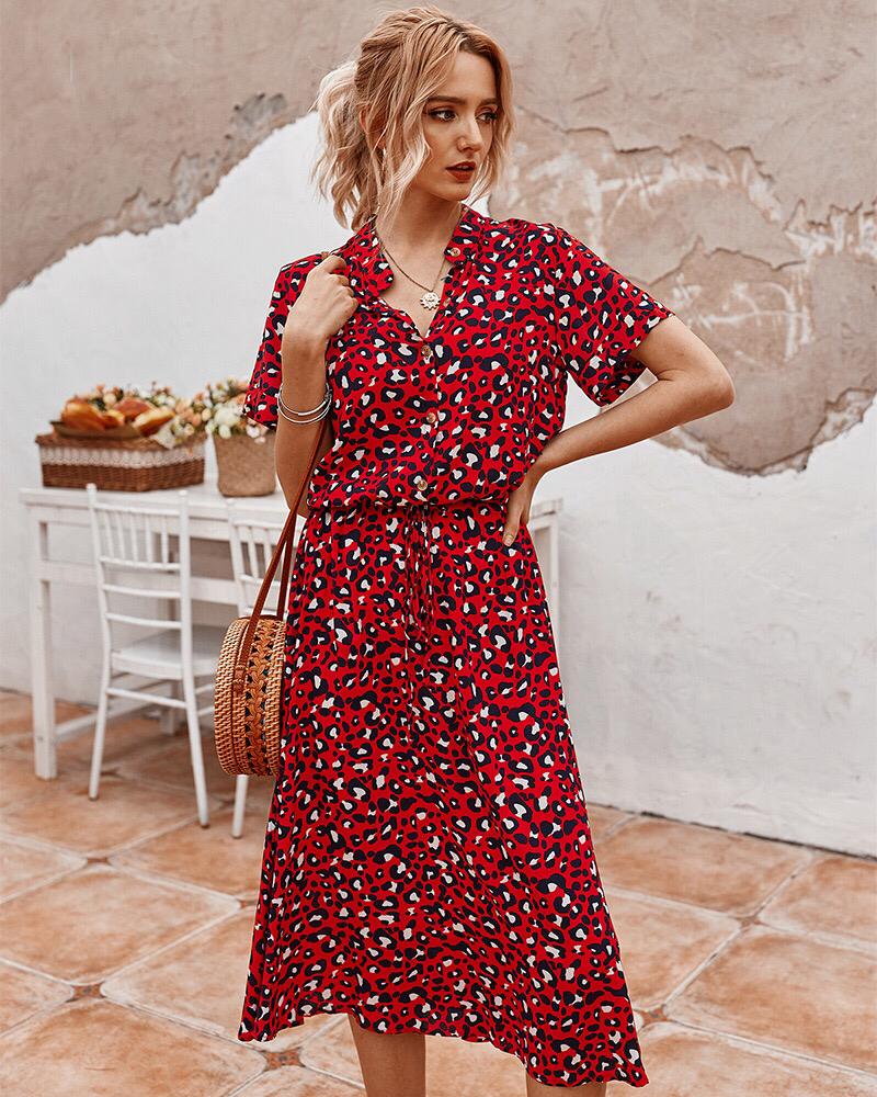 Hazel - Elegante abito midi con stampa leopardata