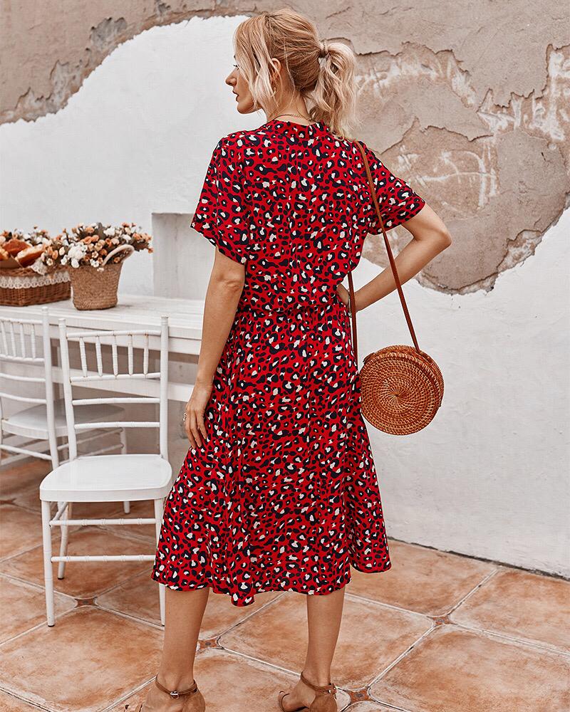 Hazel - Elegante abito midi con stampa leopardata