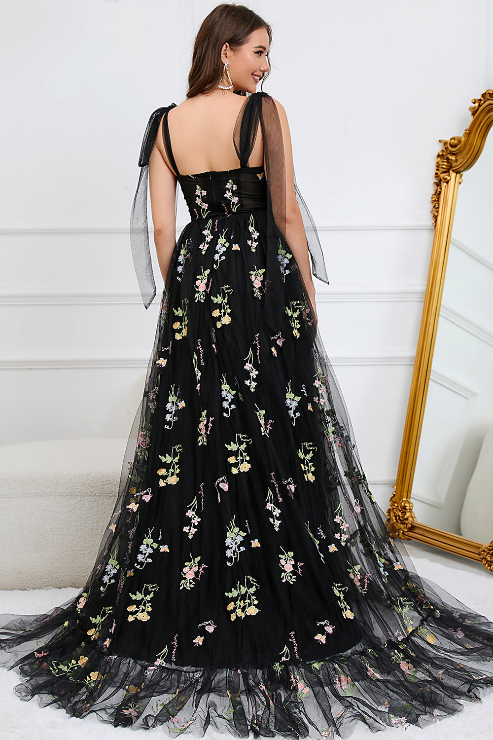 Macy - Vestido de Noche en Línea A de Tul a la Moda