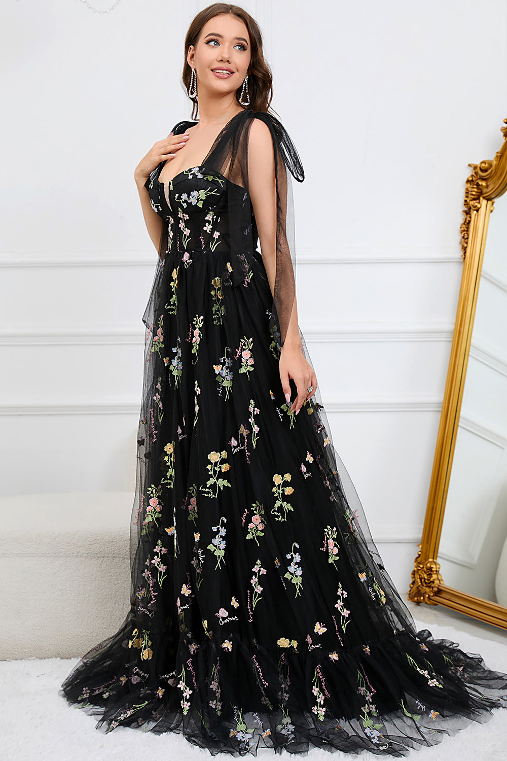 Macy - Vestido de Noche en Línea A de Tul a la Moda