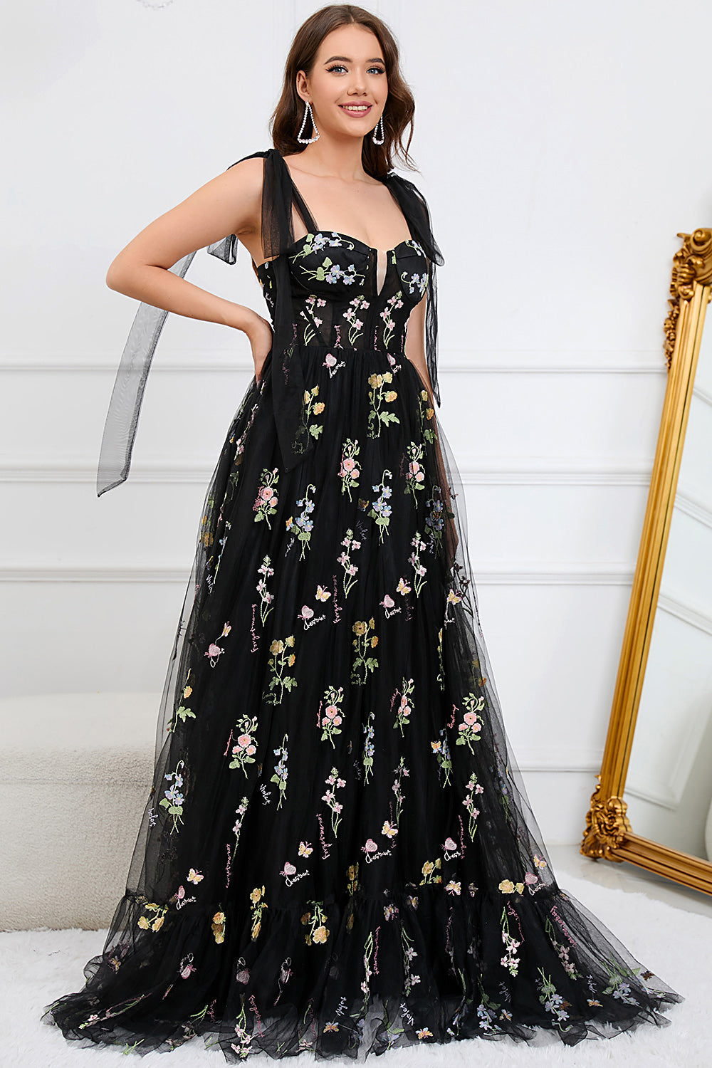 Macy - Vestido de Noche en Línea A de Tul a la Moda