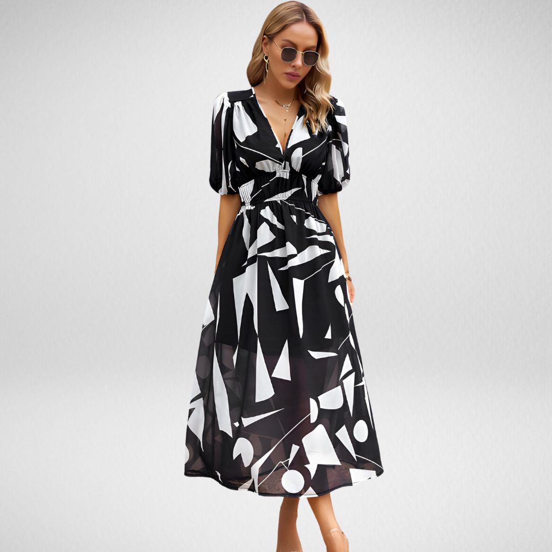 Amelia - Elegante abito midi con scollo a V