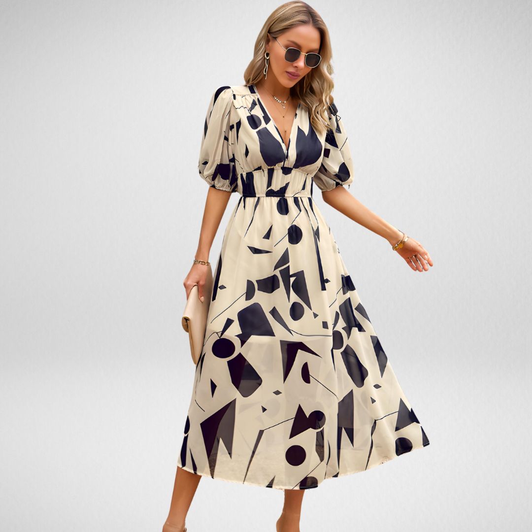 Amelia - Elegante abito midi con scollo a V
