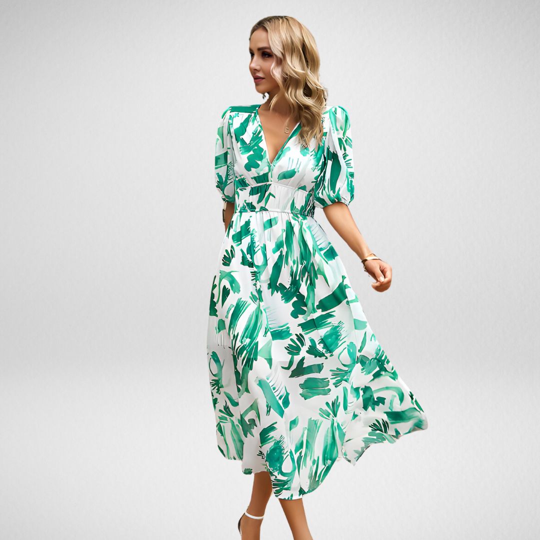 Amelia - Elegante abito midi con scollo a V