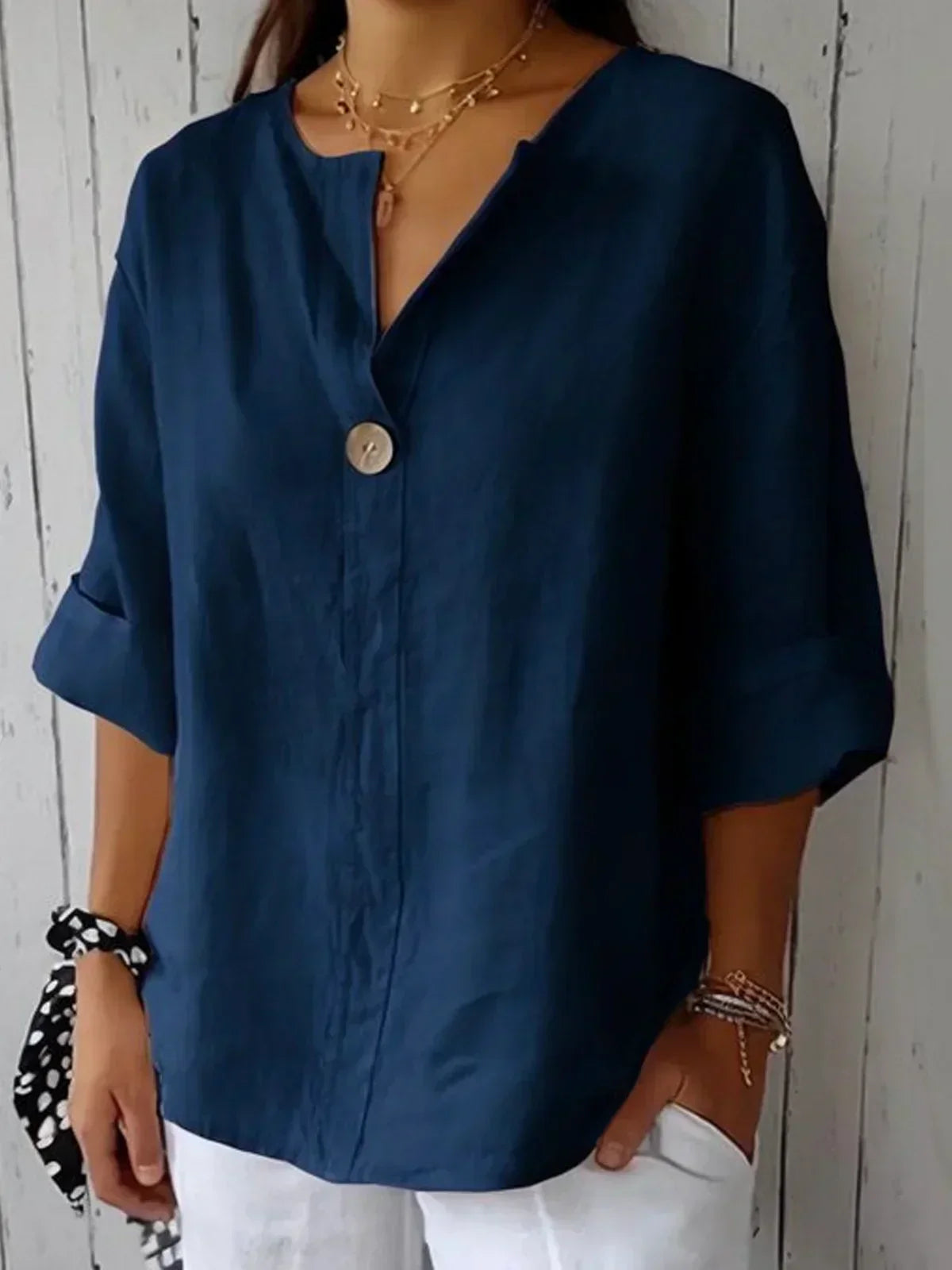 Aveline - Blusa Casual con Scollo a V (Disponibile in Taglie Forti)