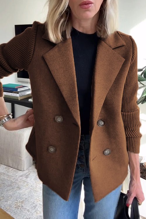 Sadie - Double-Breasted Knit Sleeve Blazer