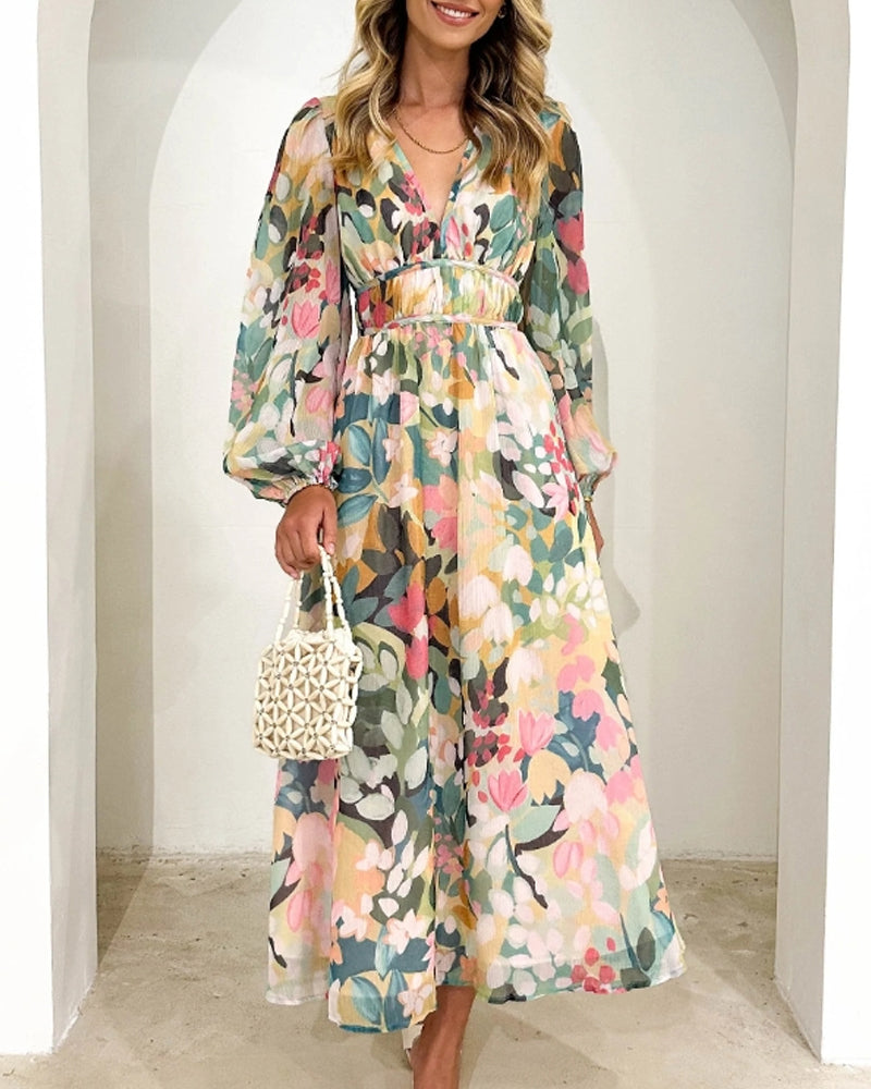 Taylor - Vestido largo elegante con estampado floral