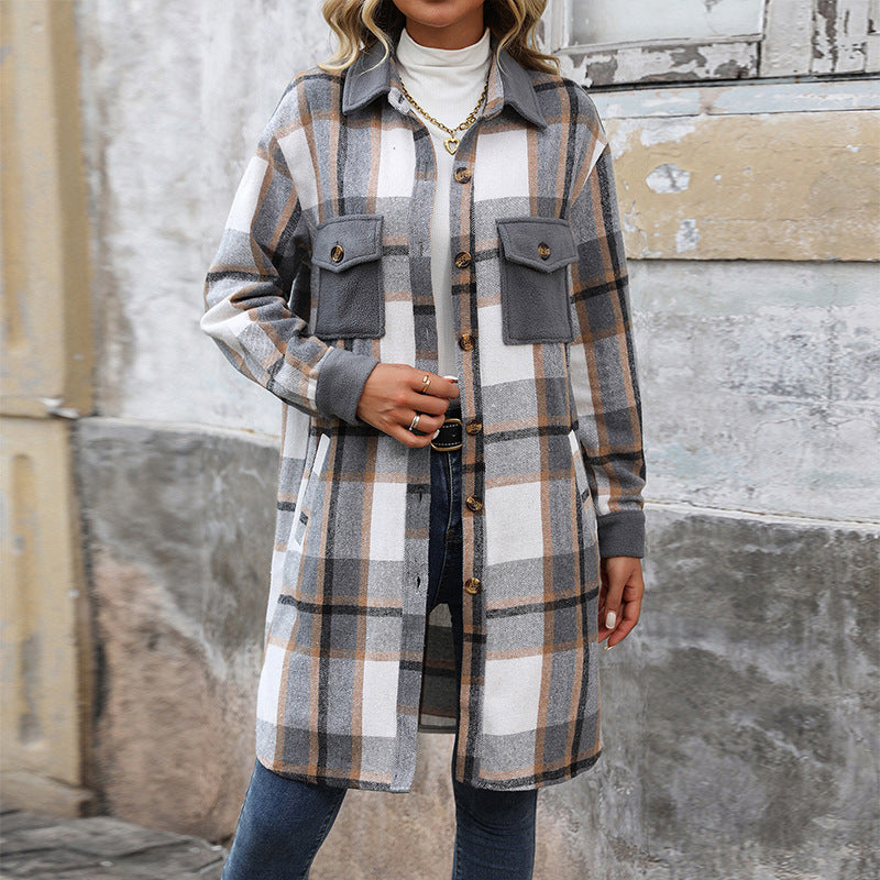 Natasha - Chaqueta de cuadros con botones
