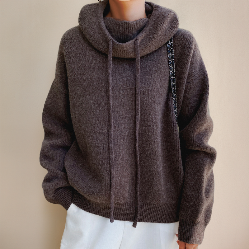 Lucy - Felpa con cappuccio oversize in maglia con coulisse