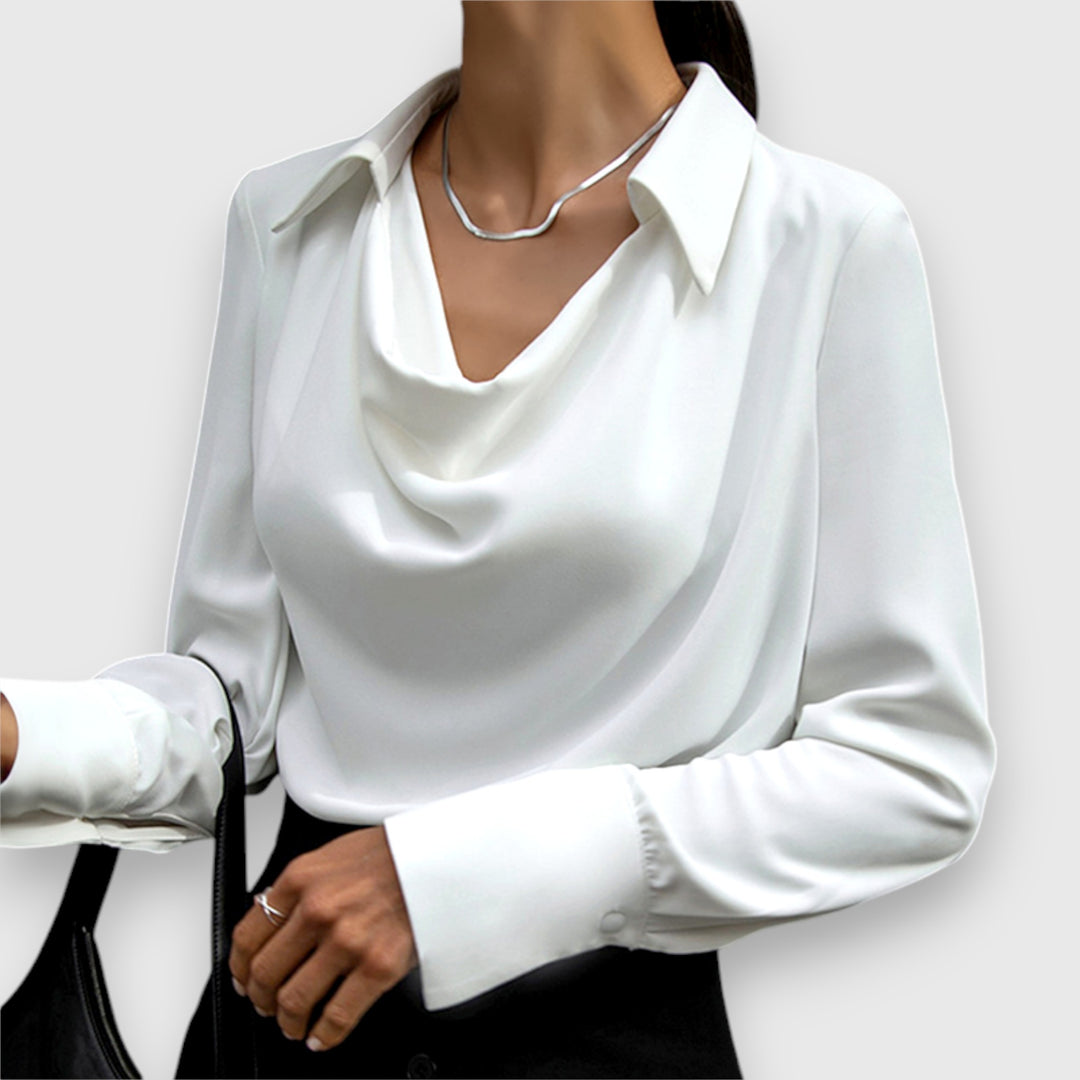 Claudia - Blouse à col bénitier drapé