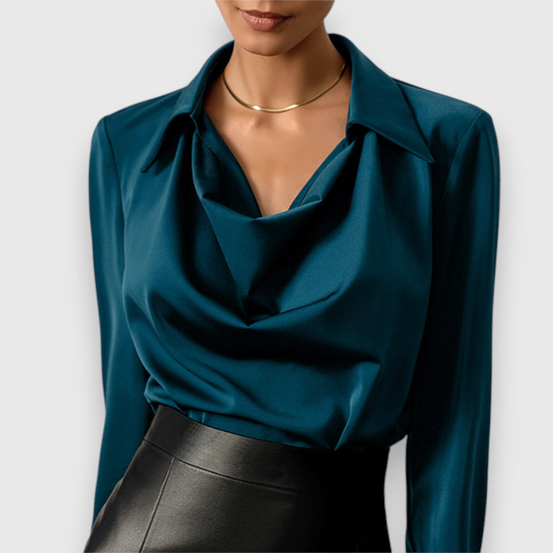 Claudia - Blouse à col bénitier drapé