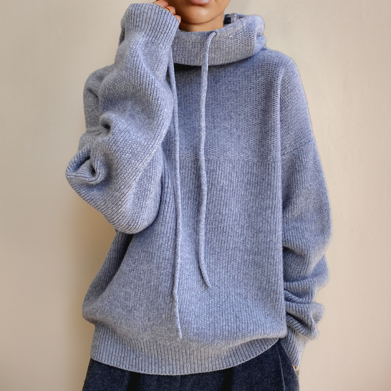 Lucy - Felpa con cappuccio oversize in maglia con coulisse