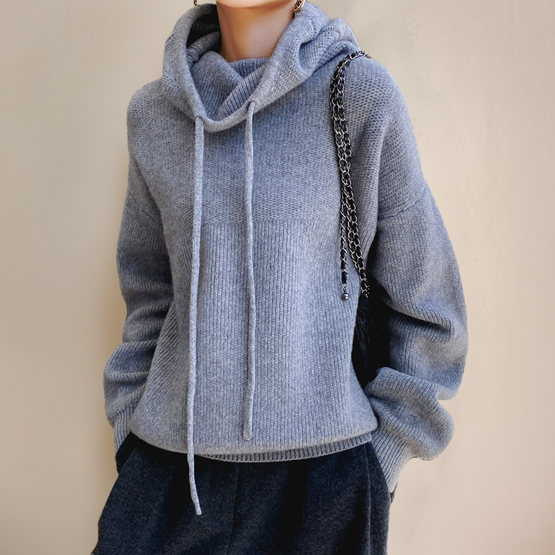 Lucy - Felpa con cappuccio oversize in maglia con coulisse