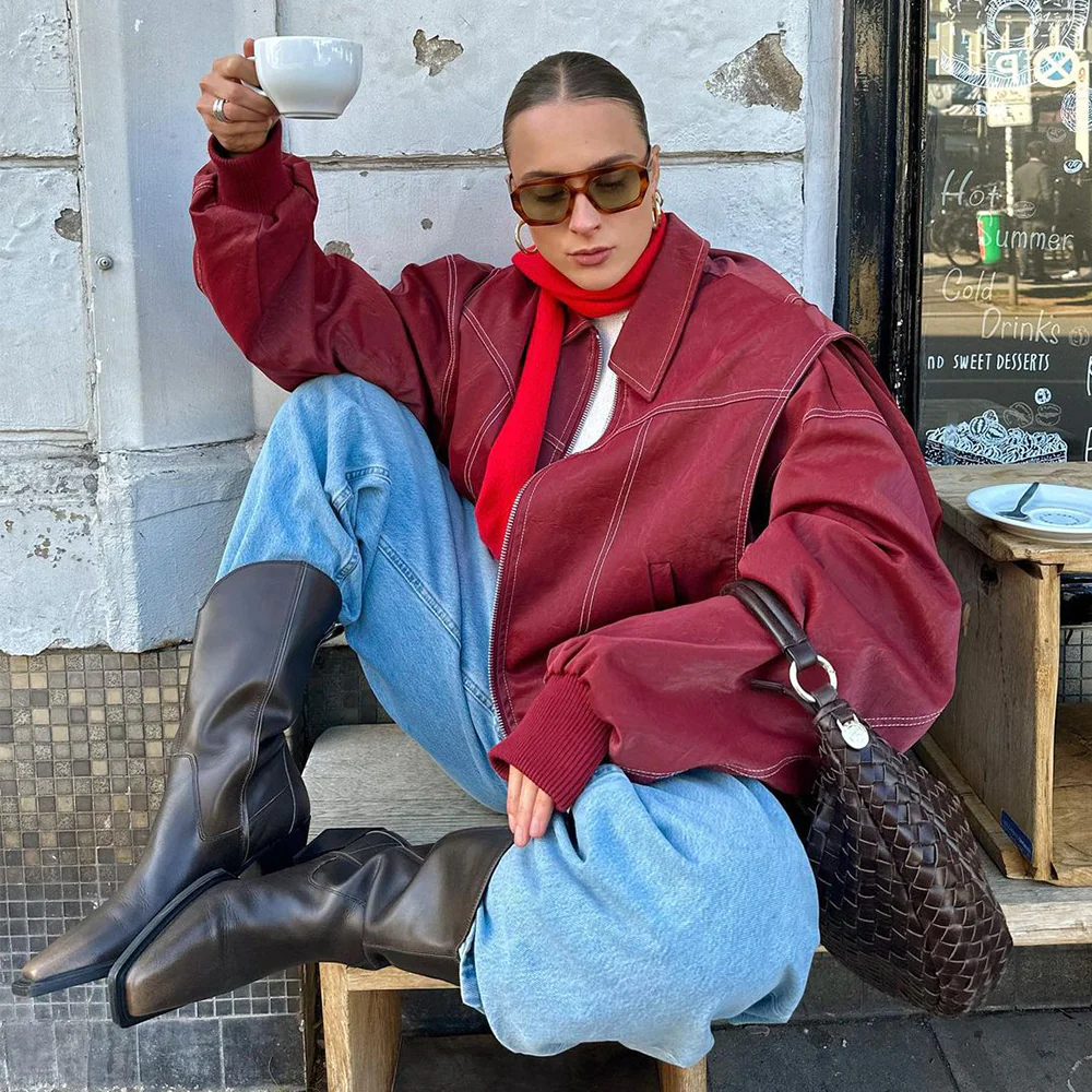 Amari - Giacca in pelle oversize