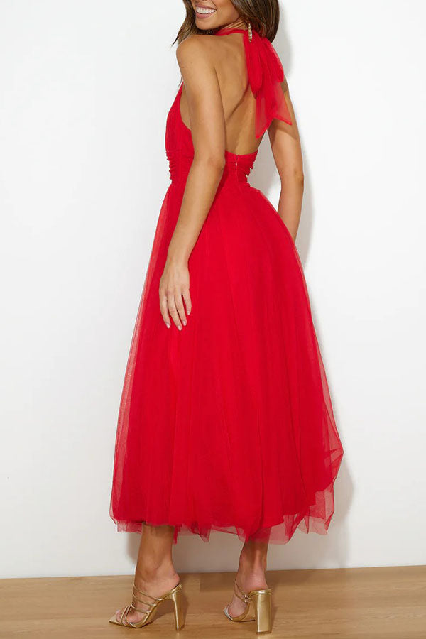 Alyssa - Abito Midi con Scollo a Halter