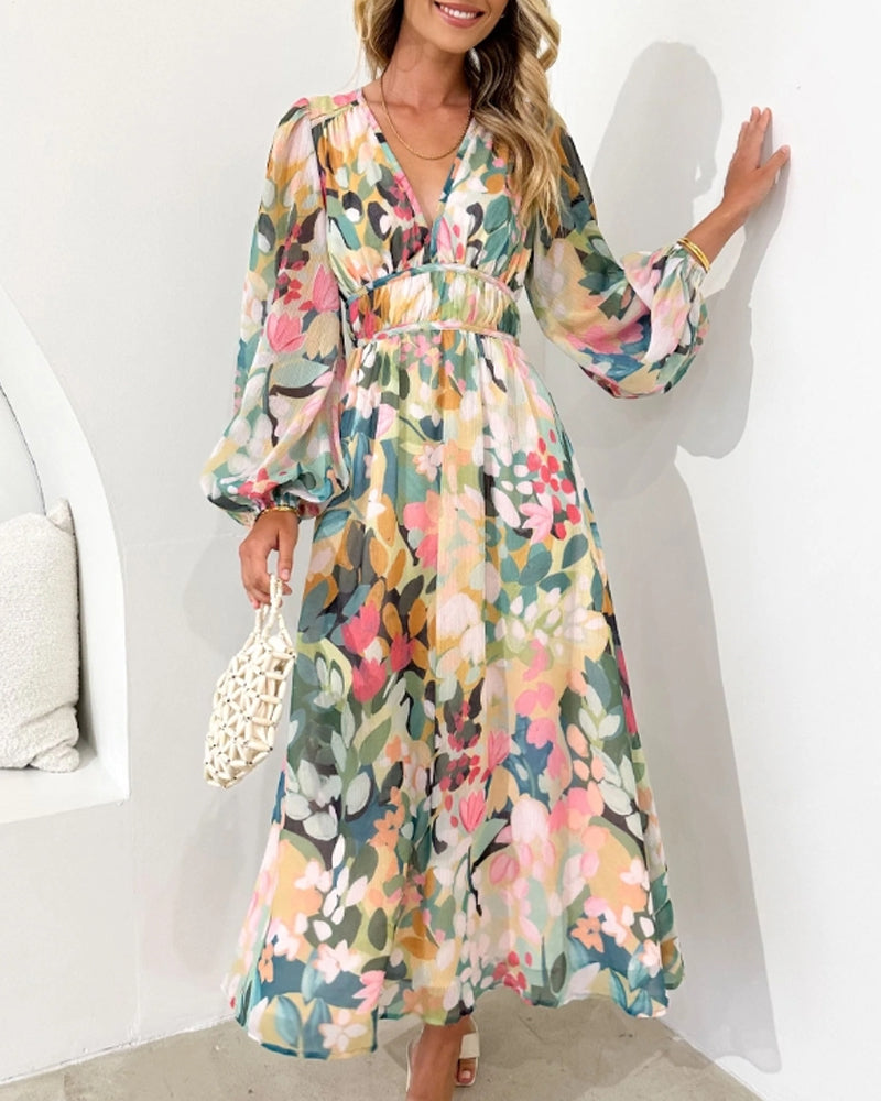 Taylor - Vestido largo elegante con estampado floral