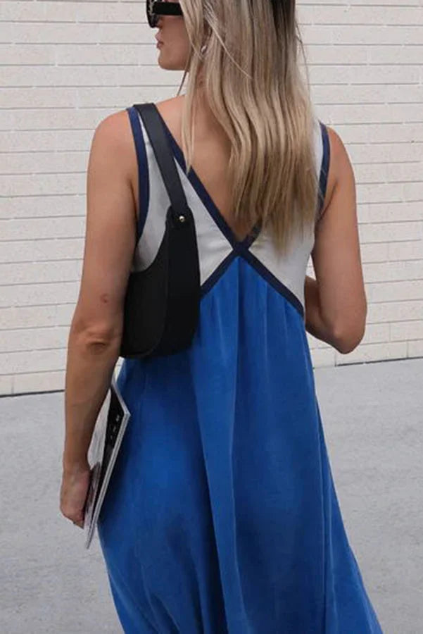 Lara - Vestito chic con scollo a V e colore a contrasto
