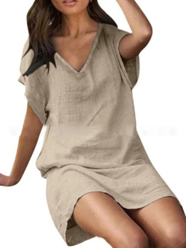 Nellie - Vestito con scollo a V, maniche corte e vestibilità ampia (disponibile in taglie comode)