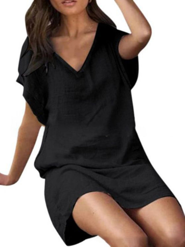 Nellie - Vestito con scollo a V, maniche corte e vestibilità ampia (disponibile in taglie comode)