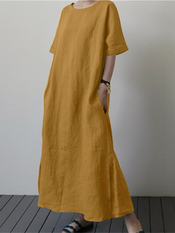 Nell - Vestito Largo con Cintura e Spacco Laterale (Disponibile in Taglie Forti)
